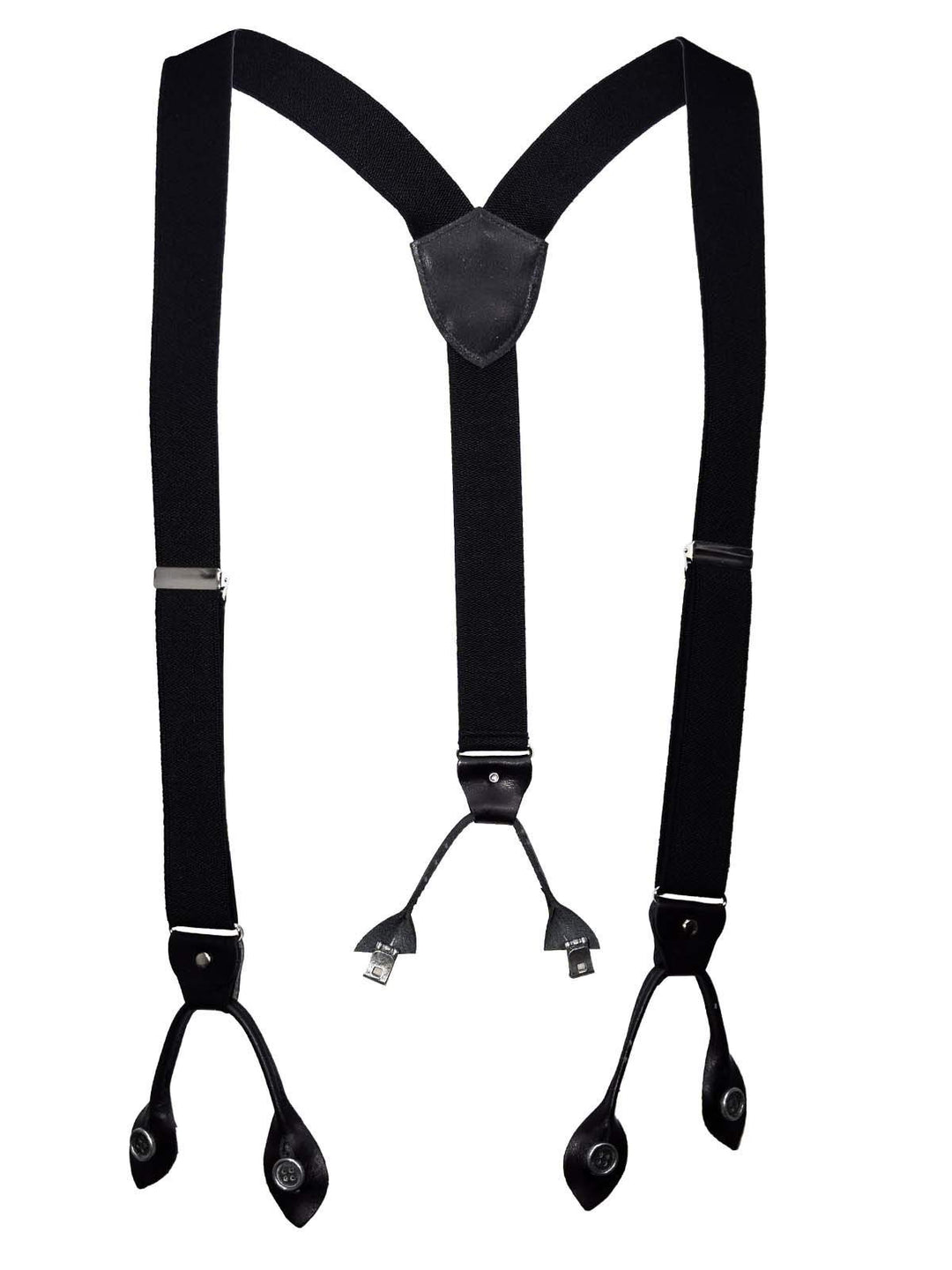 LLOYD 05 120 Hosenträger Leder Rückenteil und Roll-Clips, Schwarz, 35mm