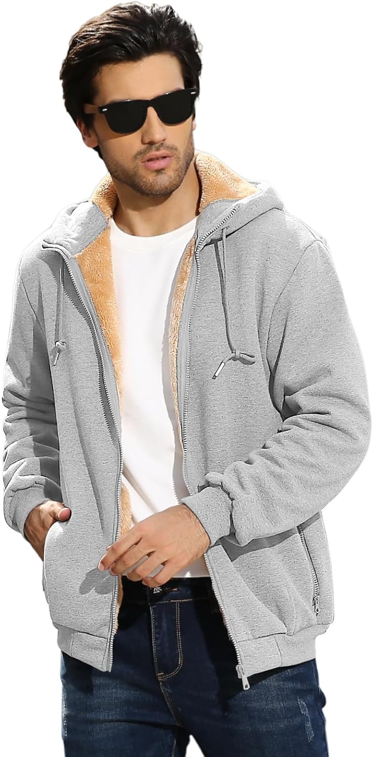 Xnova Sweatjacke Herren Fleecejacke Kapuzenpullover Zipper Hoodie Casual Bequemes und Warmes Übergan
