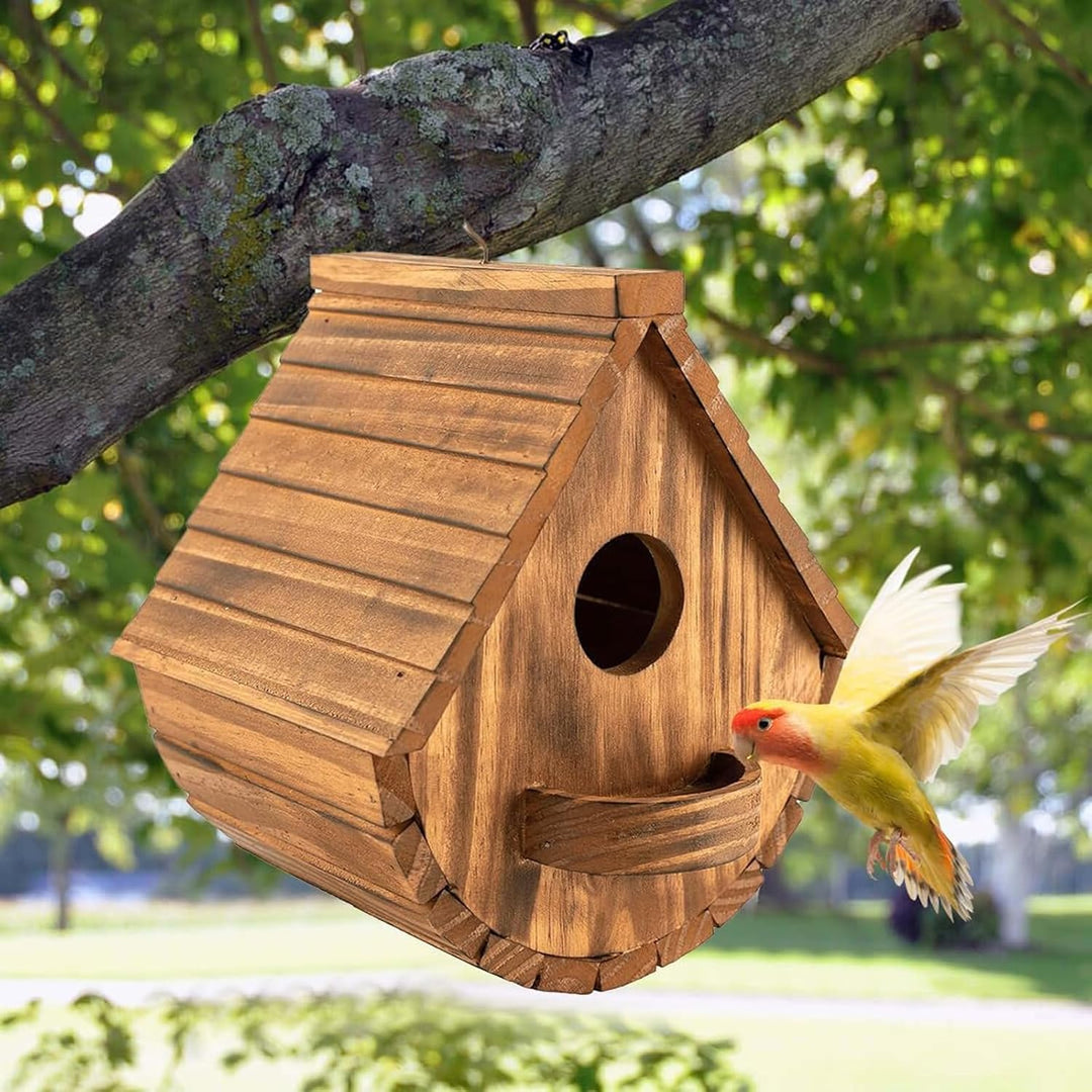 Nistkasten für Wildvögel, Gartenvögel mit sicherem Schutz gegen Nesträuber, Aufhängen Kiefernholz Vo