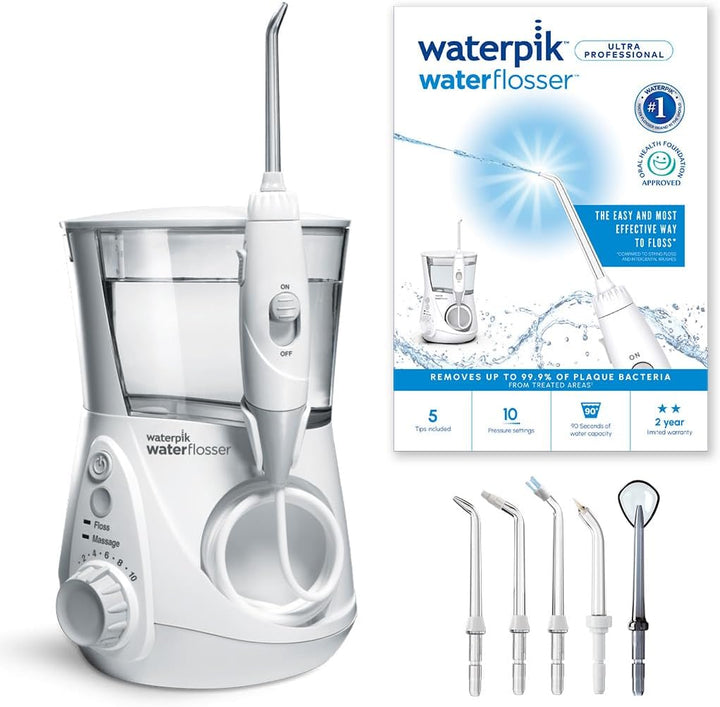 Waterpik Ultra Professional Waterflosser feststehende Munddusche mit 7 Aufsätzen, Druckbereich von 0