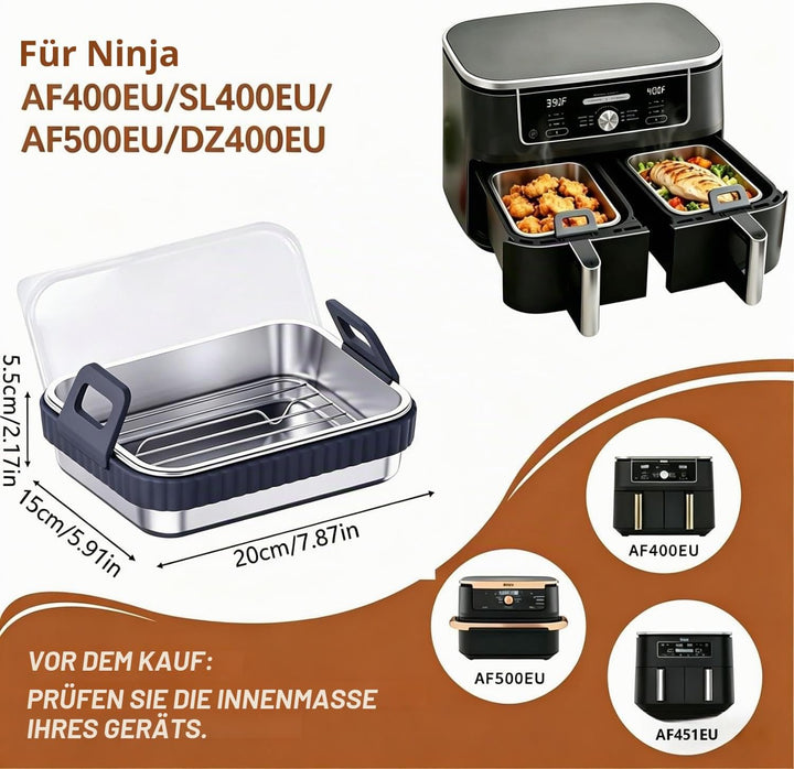 Edelstahl Backblech für Airfryer, hitze- &amp; kratzfest, spülmaschinenfest, universelles Zubehör für Co