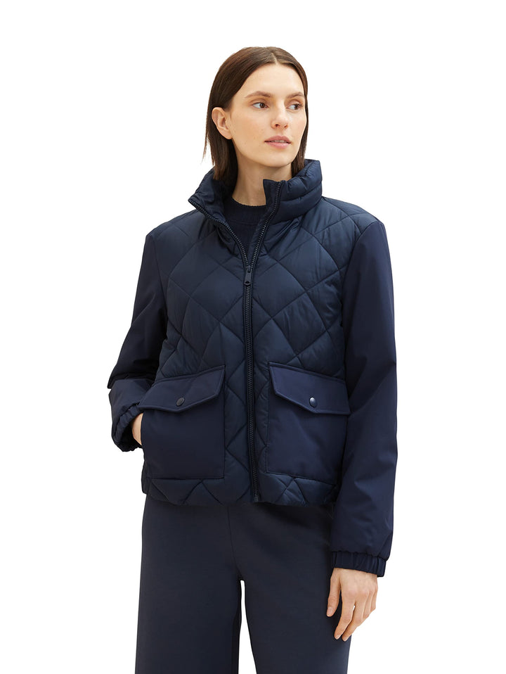TOM TAILOR Damen Steppjacke mit Stehkragen &amp; Taschen XL 10668 - Sky Captain Blue, XL 10668 - Sky Cap
