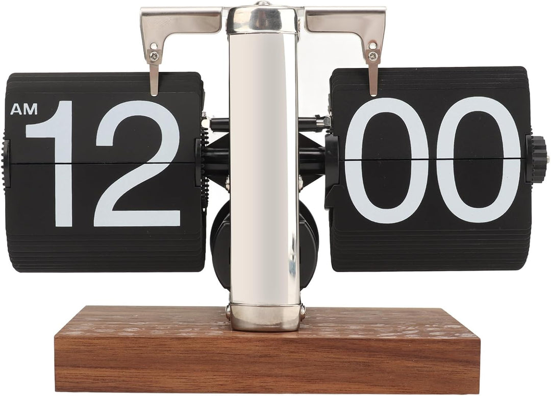 banapoy Flip-Schreibtischuhr, Retro-Vintage-Flip-Down-Uhr, Automatisch Drehende Digitalanzeige, Mech