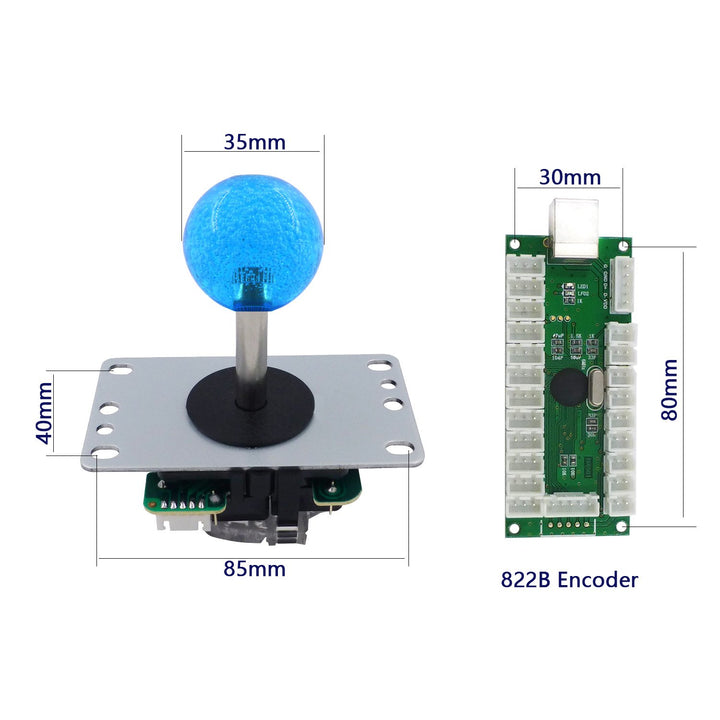 SJ@JX Arcade 2 Player Game Controller Stick DIY Kit LED Buttons with Logo MX Microswitch 8 Way Joyst
