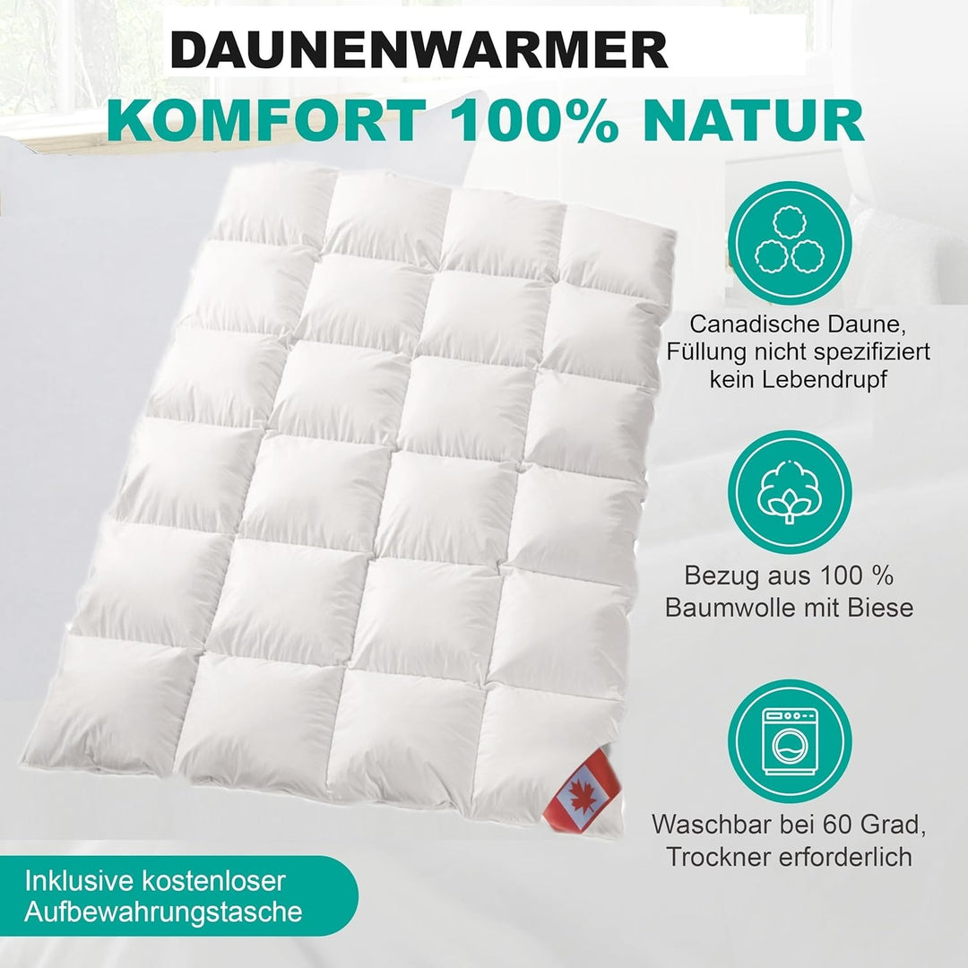 Canada warmes Winter 4-cm Daunen Kassettenstegbett Daunenbett Canada 100% Daune 100% Natur Daunendec