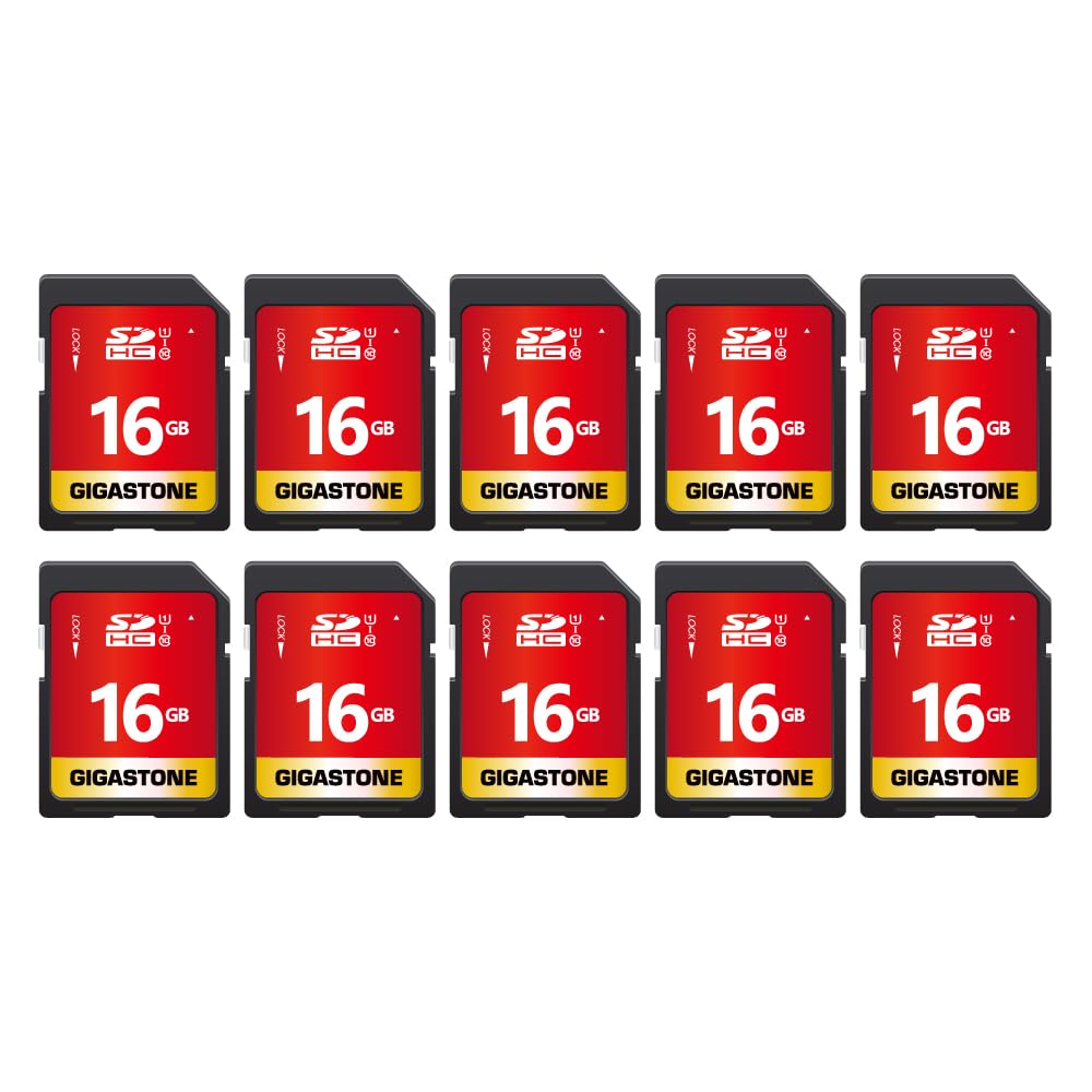 Gigastone 16GB SDHC Speicherkarte 10er-Pack, UHS-I U1 Klasse 10, bis zu 80 MB/Sek. für Digitalkamera
