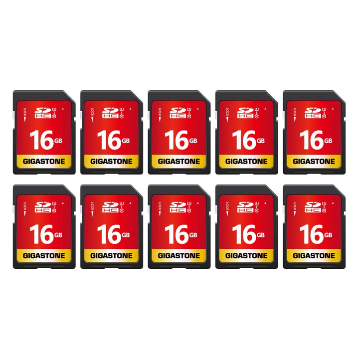 Gigastone 16GB SDHC Speicherkarte 10er-Pack, UHS-I U1 Klasse 10, bis zu 80 MB/Sek. für Digitalkamera