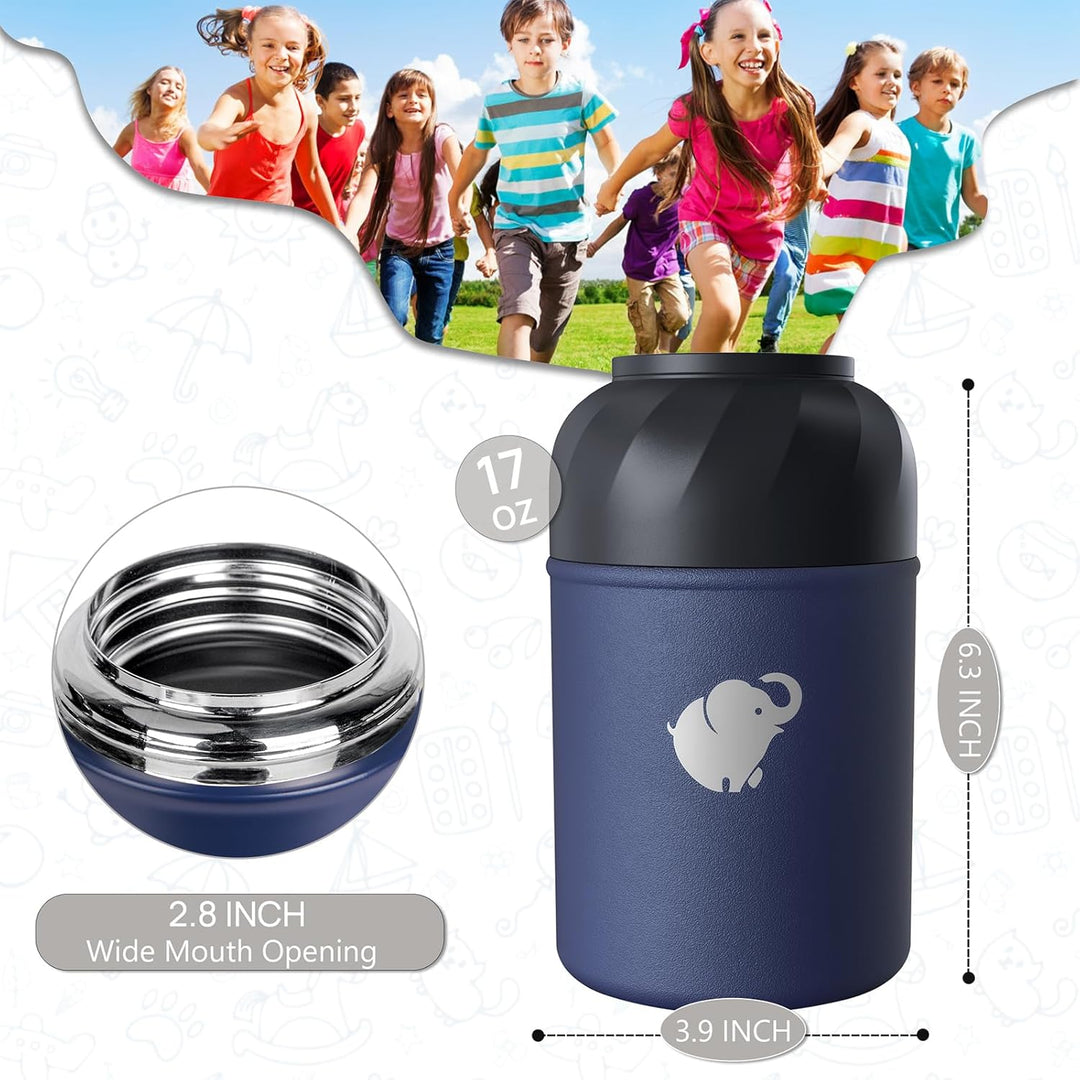 ThermobehäLter füR Essen-500Ml Thermobecher Essen Mit Faltbarer Gabel Und LöFfel, Auslaufsicher Warm