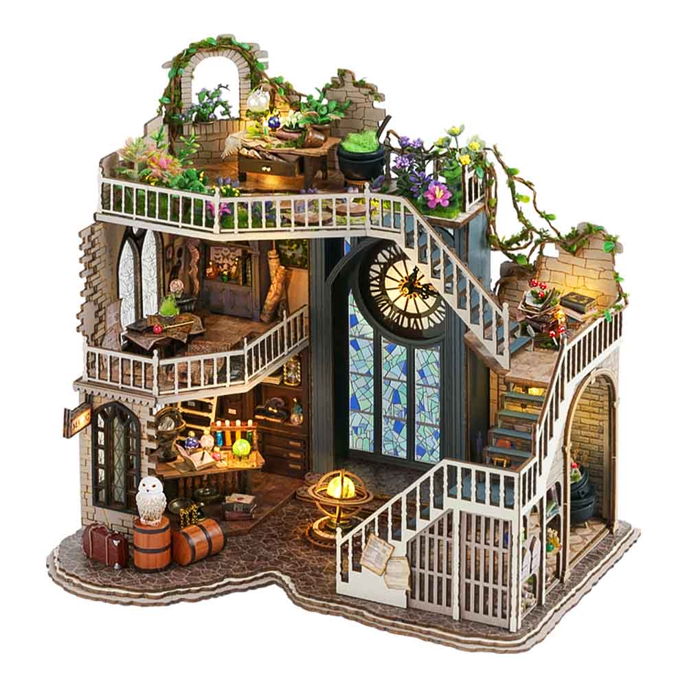 CUTEBEE Puppenhaus Miniatur Haus mit Möbeln, DIY Puppenhaus Bausatz Plus Staubschutzhülle 1:24 Masss