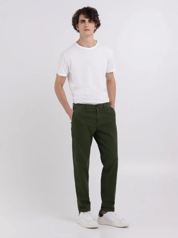 Replay Herren Chino Brad Straight-Fit aus Comfort Denim 27W / 30L Forest Green 312, 27W / 30L Forest