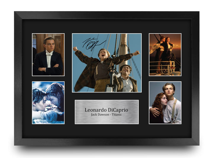 HWC Trading FR A3 Leonardo DiCaprio Titanic Gifts Autogramm Bild für Film-Fans, gerahmt, A3 Leonardo