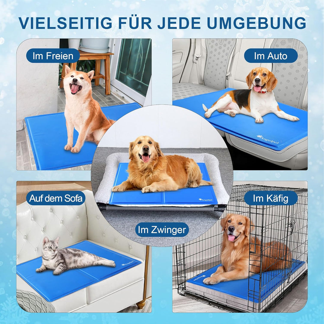Angelpet Kühlmatte Hund, M 65x50cm – Ungiftige Selbstkühlende Gelmatte Bett, Langlebige wasserdichte