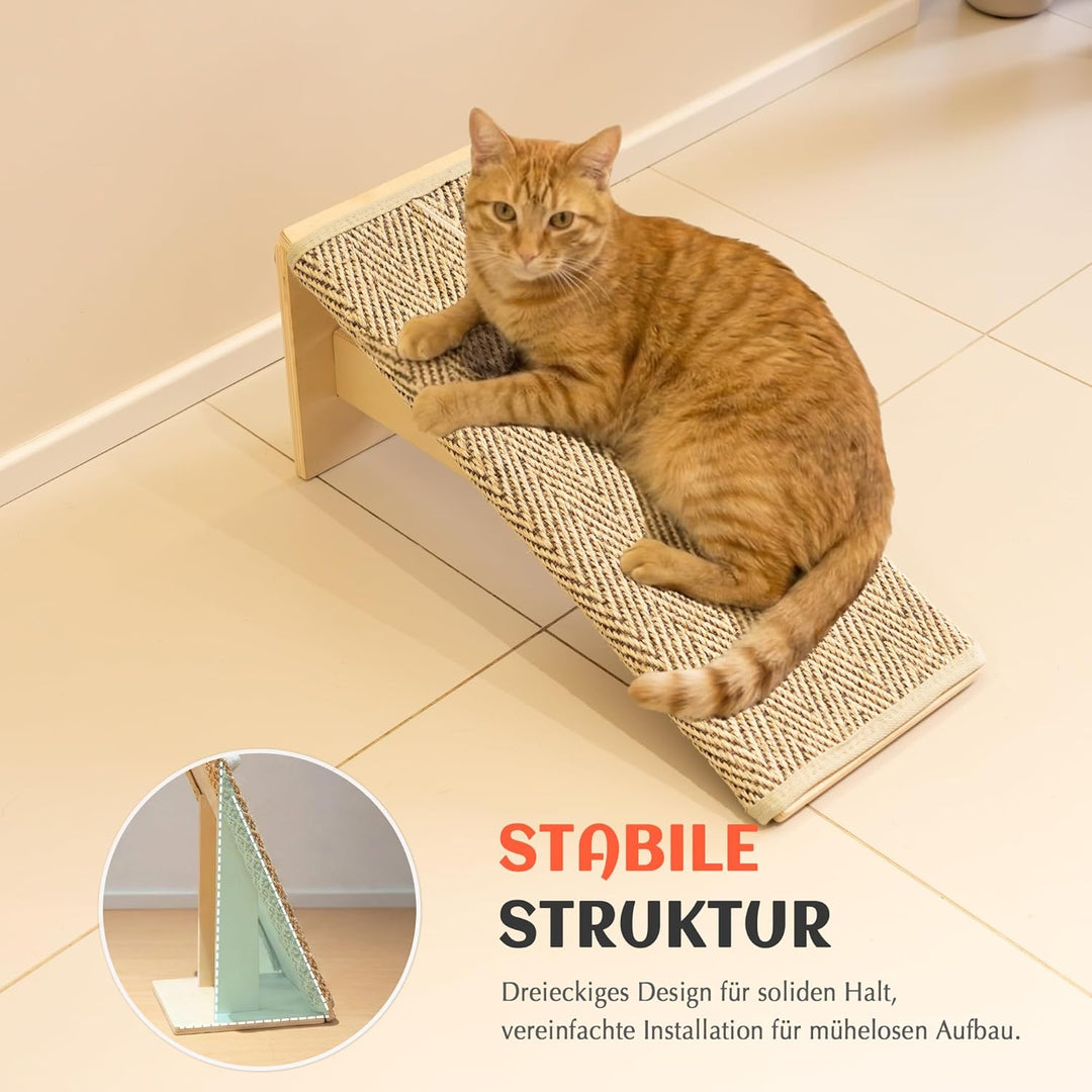 PETKARAY Kratzbrett Katze, 65 cm hoch, mit Rampe, Robustes L-förmiges Kratzmöbel als Möbelschutz, Ka