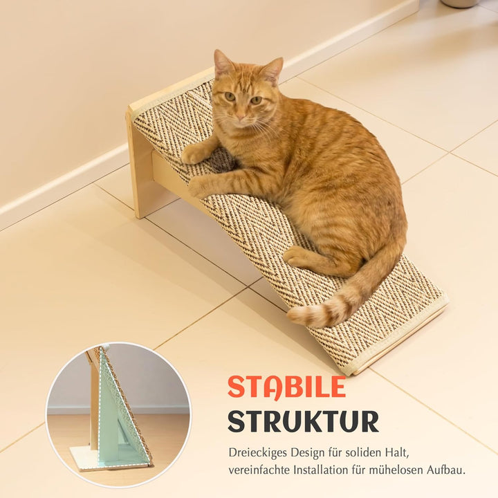 PETKARAY Kratzbrett Katze, 65 cm hoch, mit Rampe, Robustes L-förmiges Kratzmöbel als Möbelschutz, Ka