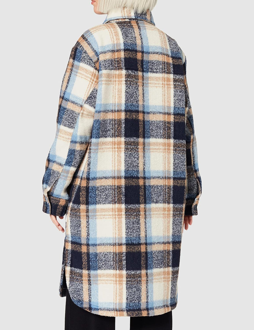 TOM TAILOR Denim Damen Oversize Mantel L 27603 - Cosy Blue Check, L 27603 - Cosy Blue Check