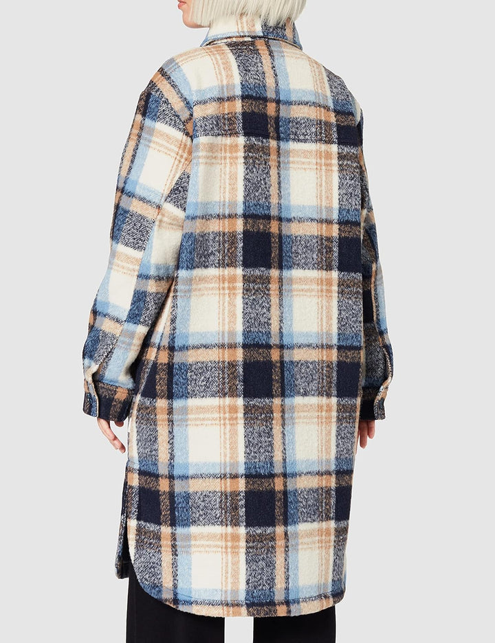 TOM TAILOR Denim Damen Oversize Mantel L 27603 - Cosy Blue Check, L 27603 - Cosy Blue Check
