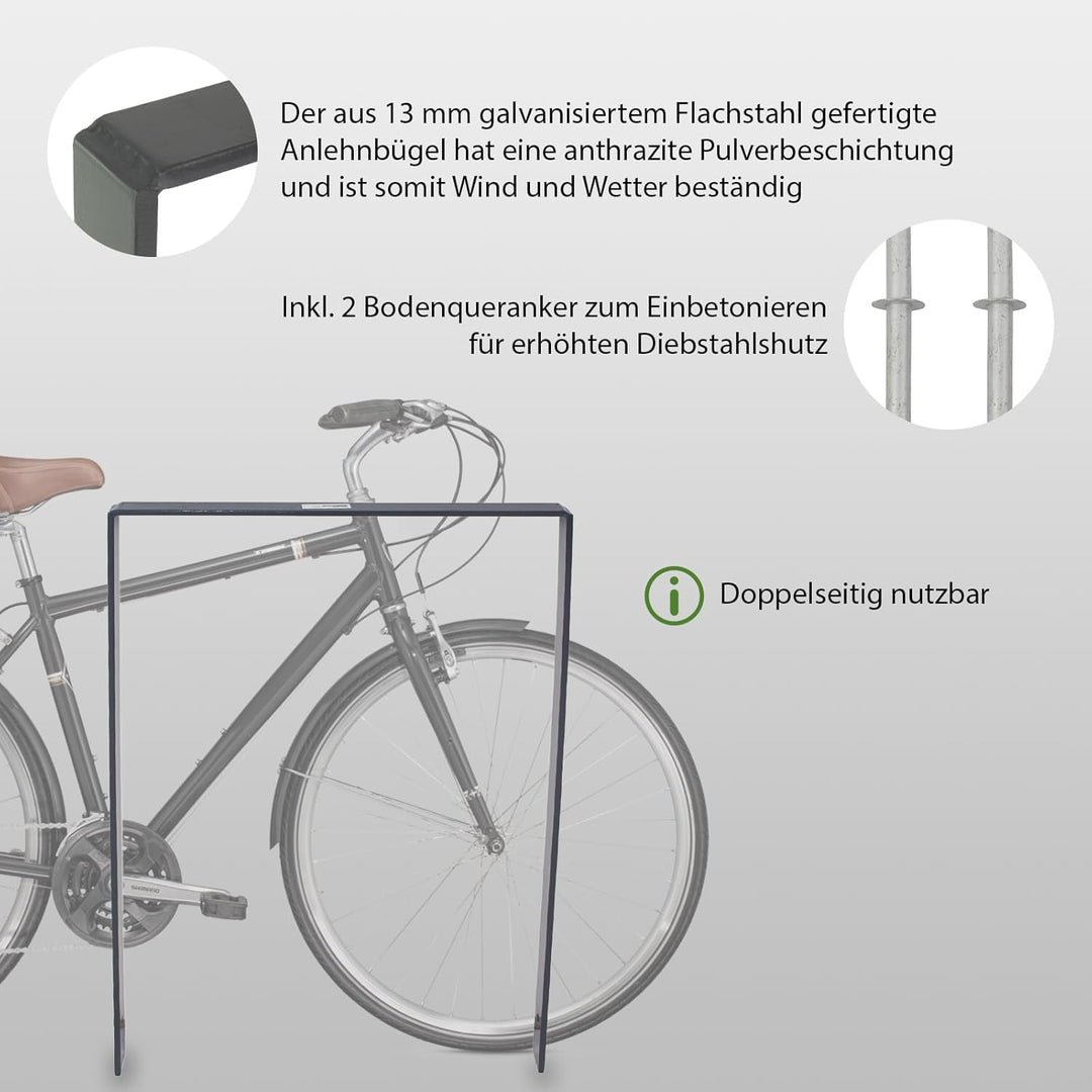 Fahrrad Anlehnbügel zum Einbetonieren aus Flachstahl Fahrradständer Anlehnständer