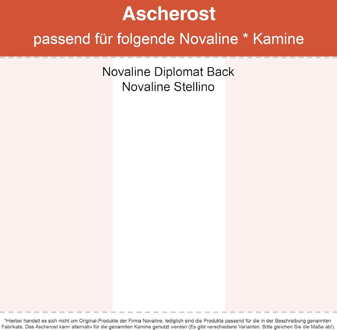 Kaminrost/Ascherost Eckig 280 x 250 x 15 mm passend für Novaline ** Kaminöfen inkl. Modellübersicht