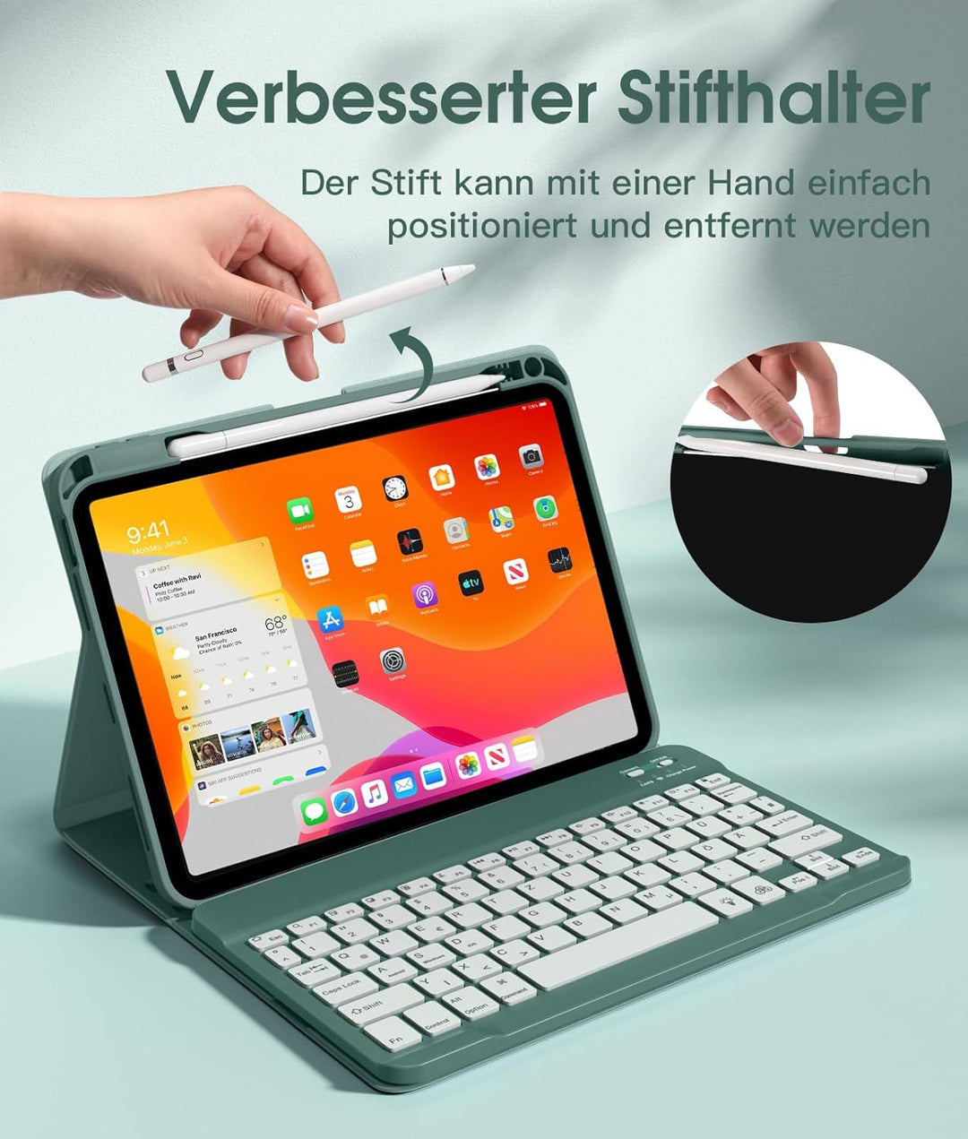 Vobafe Hülle mit Tastatur für iPad A16 11 Generation 2025/10 Gen 2022 10,9", Air 11 Zoll M4 2026/M3/