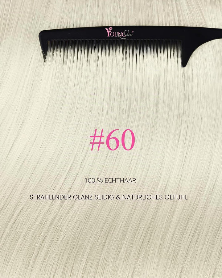 YoungSee 50g Echthaar Extensions Tape Platinblond 35cm Tape Extensions Echthaar Blond Invisible Tape
