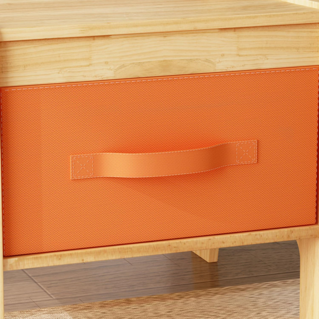 Kindertisch mit 2 Stühlen – Bausteine-Tisch aus Naturholz, Spieltisch mit Schublade & Stofftasche, H