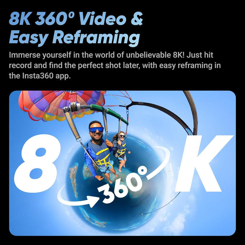 Insta360 X4 Drohnenfreies Bundle – wasserdichte 8K 360°-Action-Cam, 4K Weitwinkelvideos, Unsichtbare