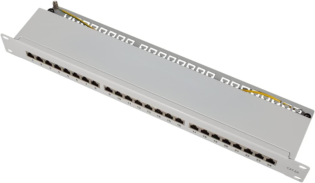 LogiLink Professional PrimeLine Cat.6A (500 MHz) Patchpanel grau, 19", STP (geschirmt) 24-Port (RJ45