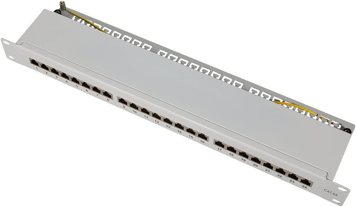 LogiLink Professional PrimeLine Cat.6A (500 MHz) Patchpanel grau, 19", STP (geschirmt) 24-Port (RJ45