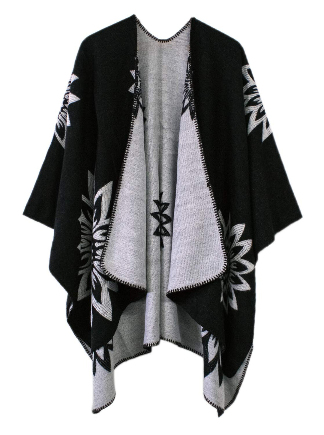 Damen Warm Offene Front Strick Schals und Wraps Floral Elegante Cardigans Poncho Cape Coat Mantel Sc