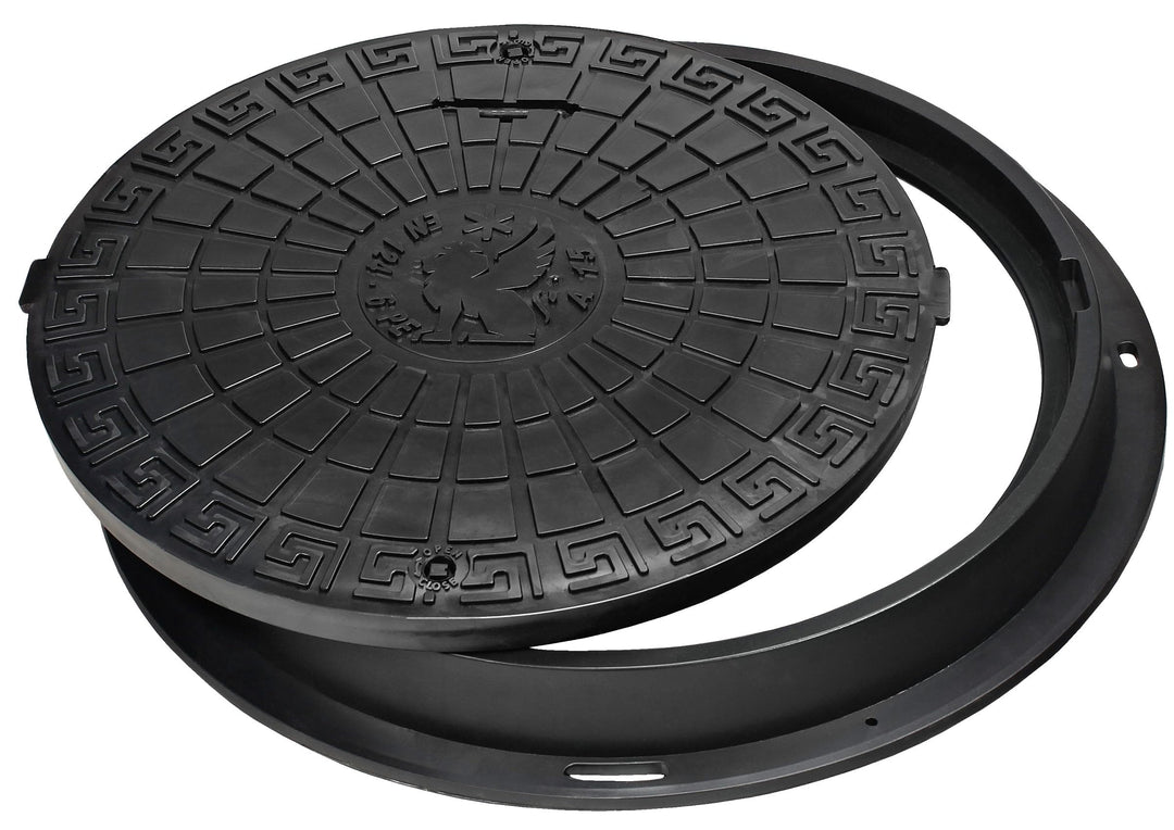 BABYLONPLAST Schachtabdeckung, Kanaldeckel DN600/780, Deckel Kunststoff Schachtdeckel A15, mit Siche