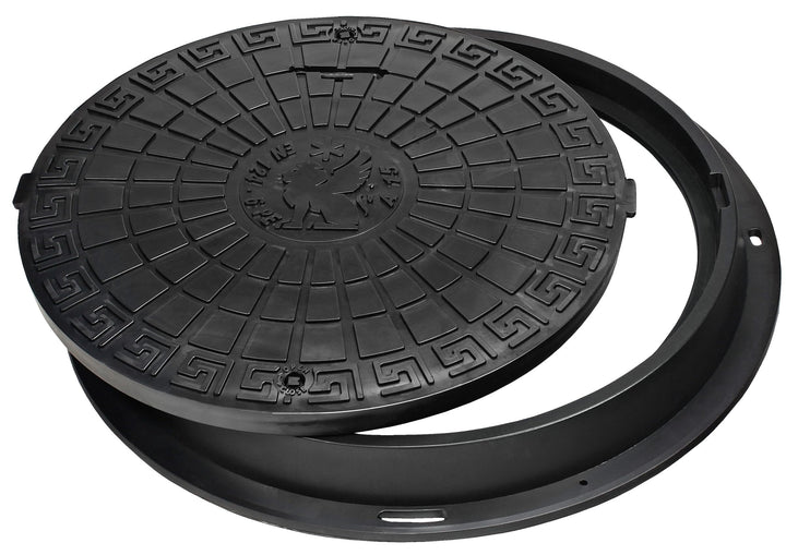 BABYLONPLAST Schachtabdeckung, Kanaldeckel DN600/780, Deckel Kunststoff Schachtdeckel A15, mit Siche