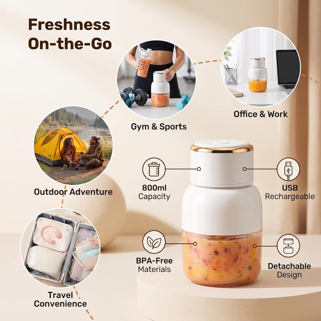 Tragbarer Mixerbecher 800 Ml Fassungsvermögen Wiederaufladbarer USB Entsafter Mixer mit Innovativem