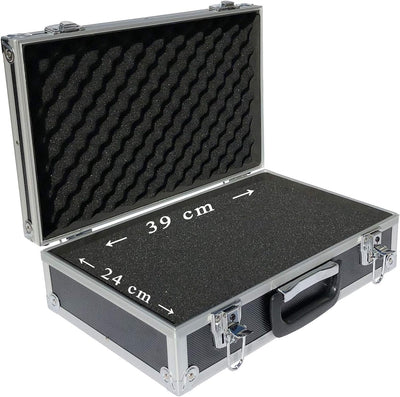 ECI® Aluminium Koffer Schwarz mit Würfelschaum Leer-Koffer Alukoffer Alu Box Werkzeugkoffer LxBxH 40