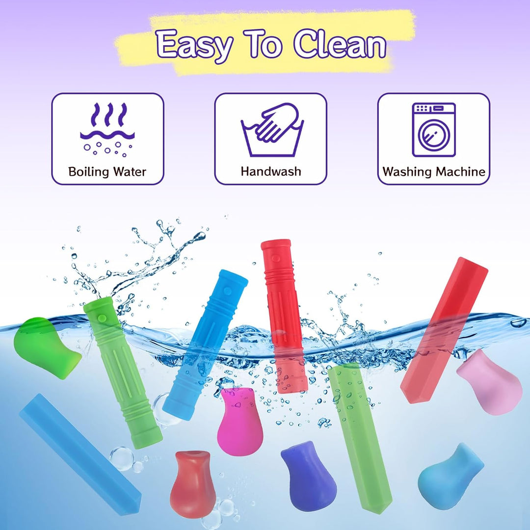 12 Stück Bleistift Kauschutz Stifte Silicone Kaukappen Stifte Pencil Topper Bleistiftkappe Stifthalt