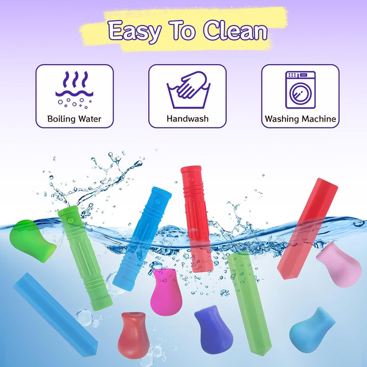 12 Stück Bleistift Kauschutz Stifte Silicone Kaukappen Stifte Pencil Topper Bleistiftkappe Stifthalt