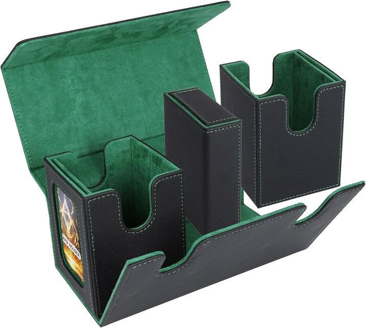 AFIING MTG Commander Kartenbox, 3-in-1 Karten-Aufbewahrungsbox für 200+ doppelt gesleevte Karten, Ma
