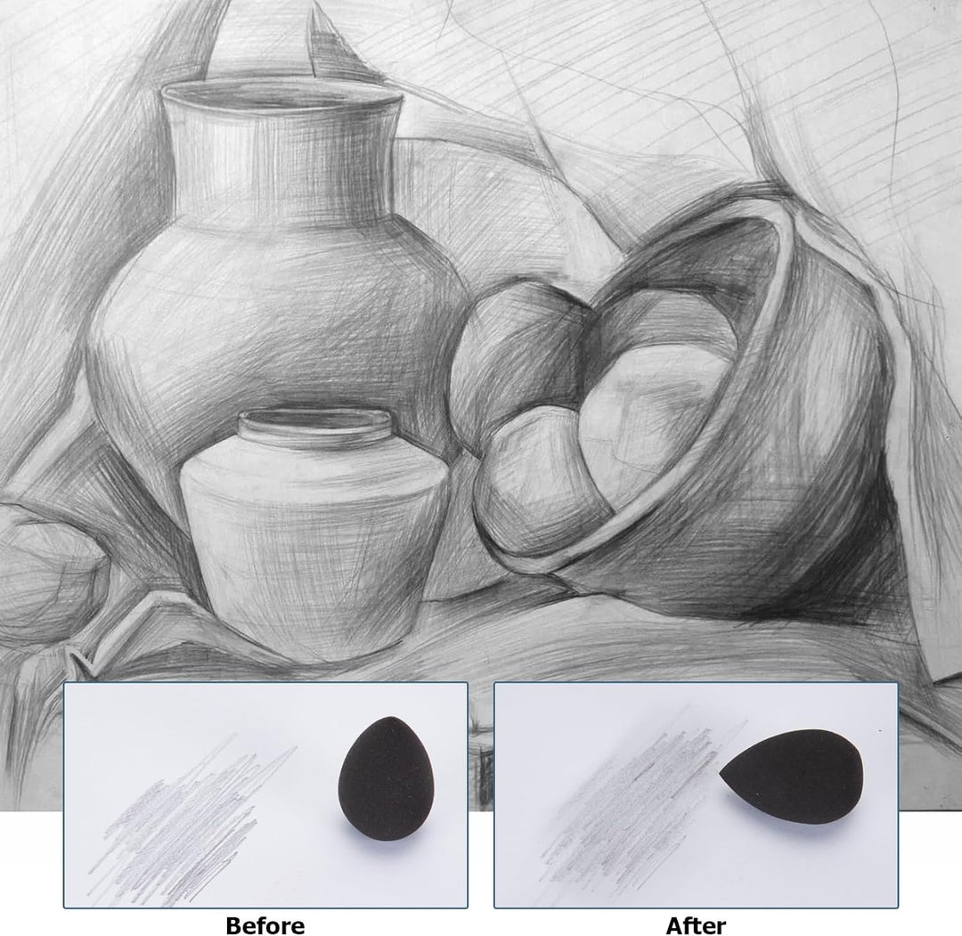 AGPTEK 48 PCS Sketch Drawing Tools, 20 Blending Stümpfe Set mit 2 Sandpapier Bleistiftspitzer, Bleis