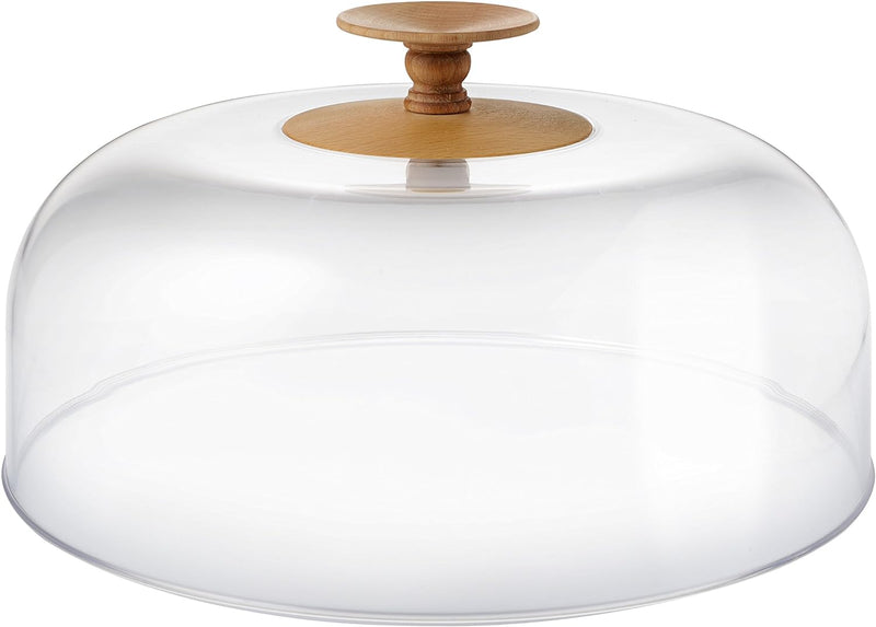 Alessi MW24 Dressed in Wood Deckel/Glocke mit Knopf aus Buchenholz, Glas, transparent, 6 x 33 x 23 c