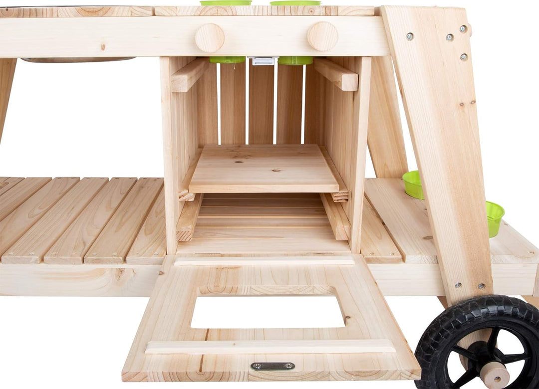 small foot Matschküche aus massivem und witterungsbeständigem Holz für Kinder ab 3, Outdoorküche mit