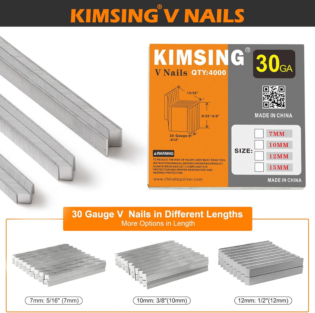 KIMSING 30 Gauge 12mm Länge V-Nägel, 4000 PCS/BOX, Bilderrahmennägel für hartes oder weiches Holz, f