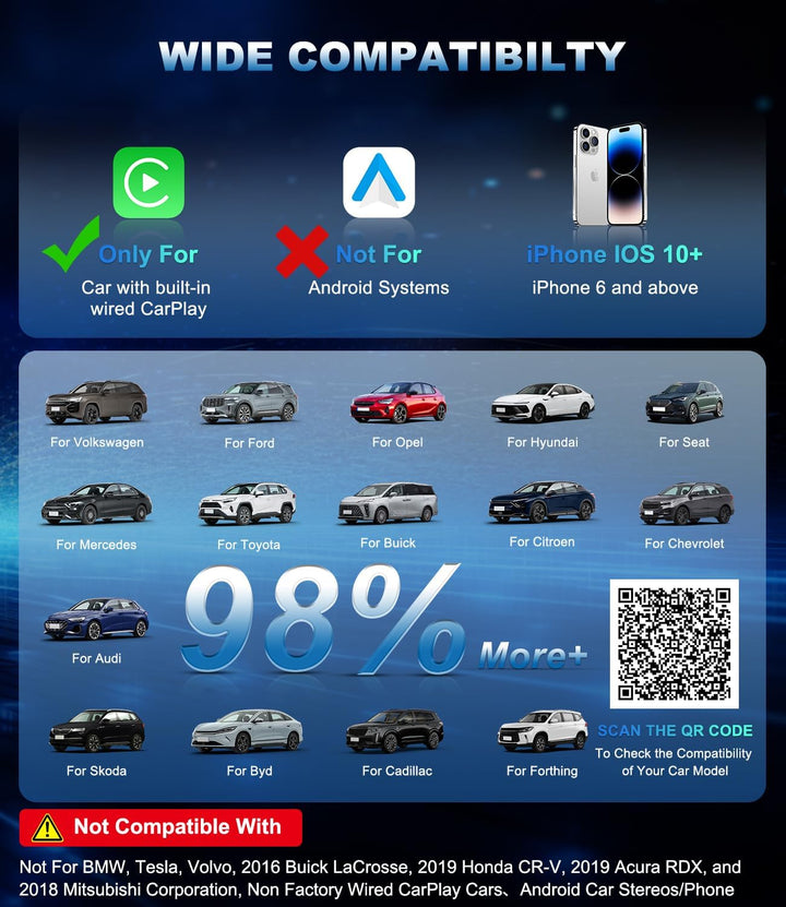 Carplay Wireless Adapter für iPhone, Upgrade Wired CarPlay auf Wireless, Smarte Sprachsteuerung Adap