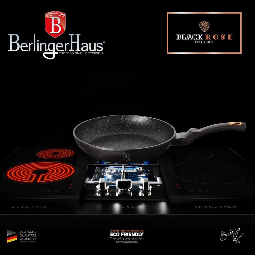 Cristalray Berlinger Haus BH/6158F 3er-Set geschmiedete Aluminiumpfannen 20/24/28 cm, Rose Collectio