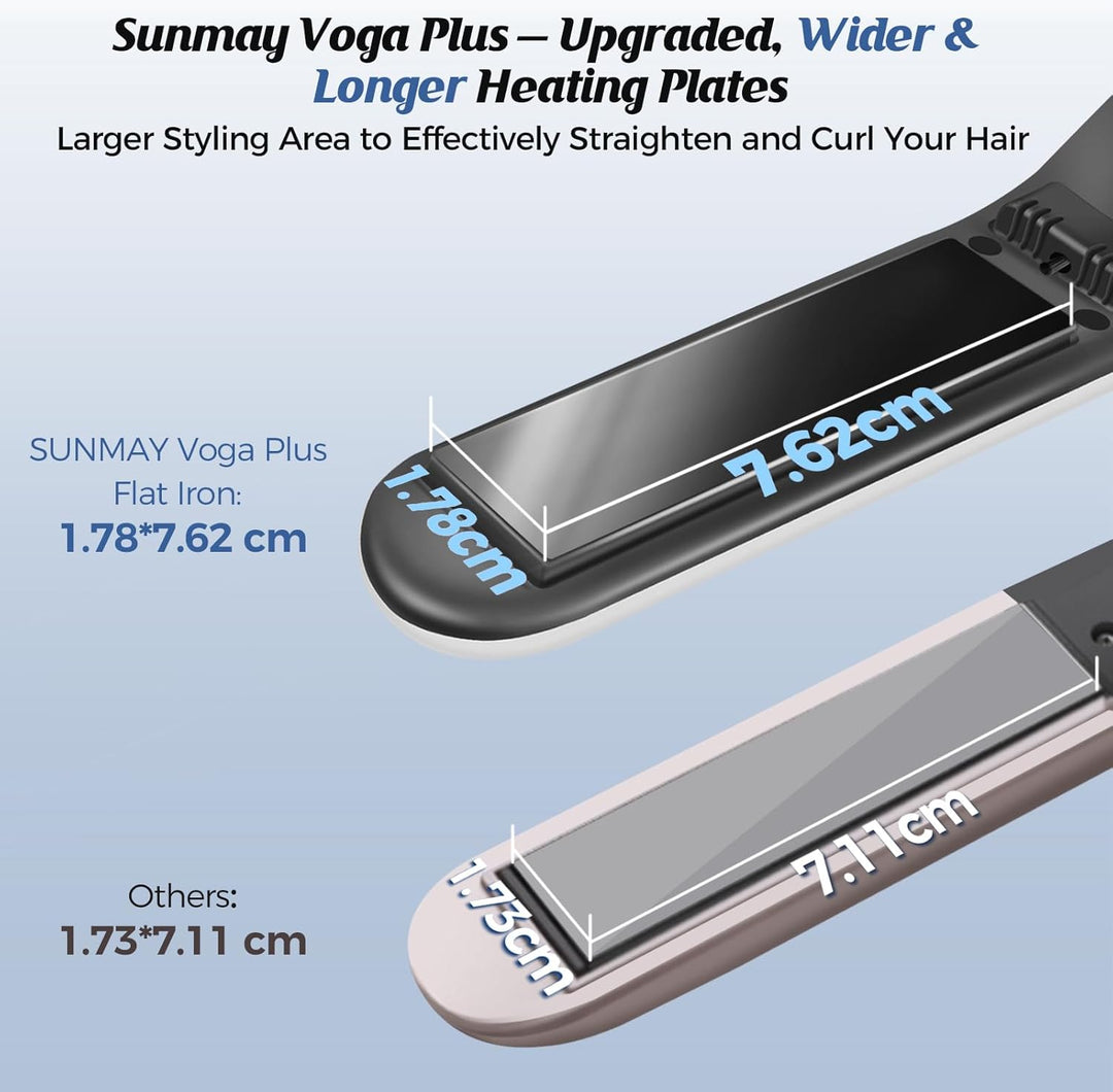 SUNMAY Voga Plus Glätteisen Kabellos mit Negativen Ionen, Titan Haarglätter und Lockenstab 2 in 1, T