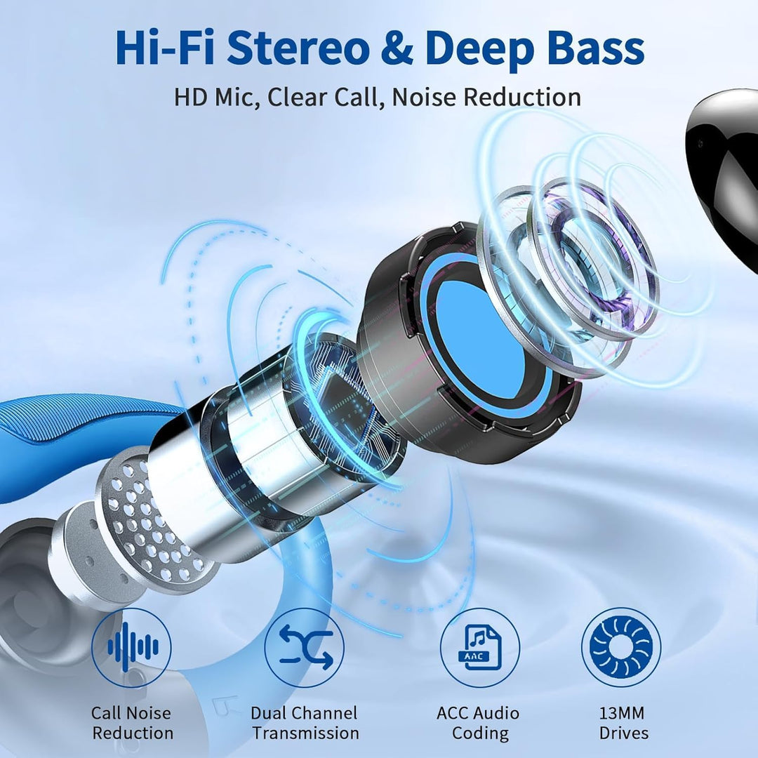 Rolosar 2026 Bluetooth Kopfhörer, Kopfhörer Kabellos Bluetooth 5.4 Sport tiefer Bass, In Ear Kopfhör