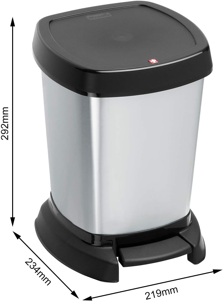 Rotho Paso Mülleimer 6l für das Bad mit Deckel, Kunststoff (PP) BPA-frei, carbonmetallic, 6l (23.4 x