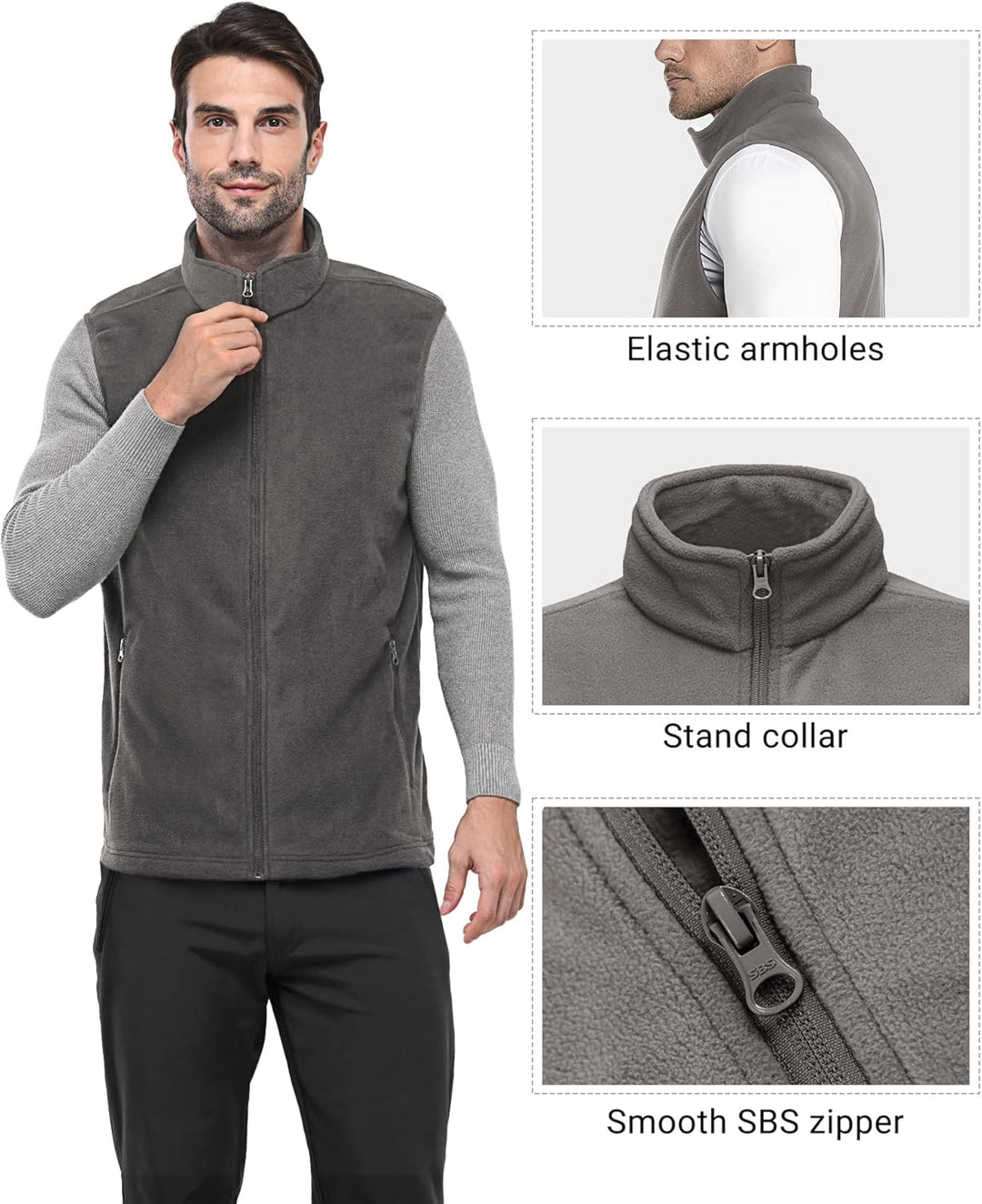 Outdoor Ventures Fleece Weste Herren Leicht Ärmellose Fleeceweste Jacke Winddicht Warm Gefütterte Wi