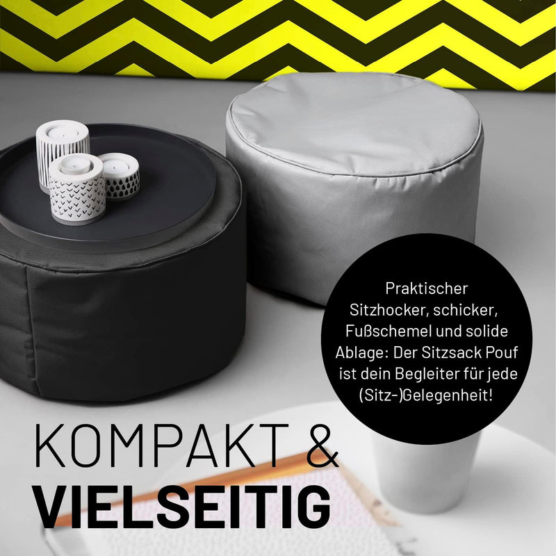 Lumaland Sitzsack Pouf (50 L) | Kompakter Sitzsack mit 3-in-1-Funktion: bequemer Hocker, praktisches