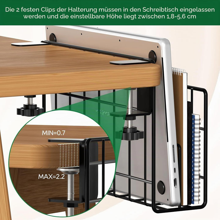 THYGIFTREE Schreibtisch-Seitenaufbewahrung, vertikaler Laptop-Ständer, Laptop-Halter Schreibtisch mi