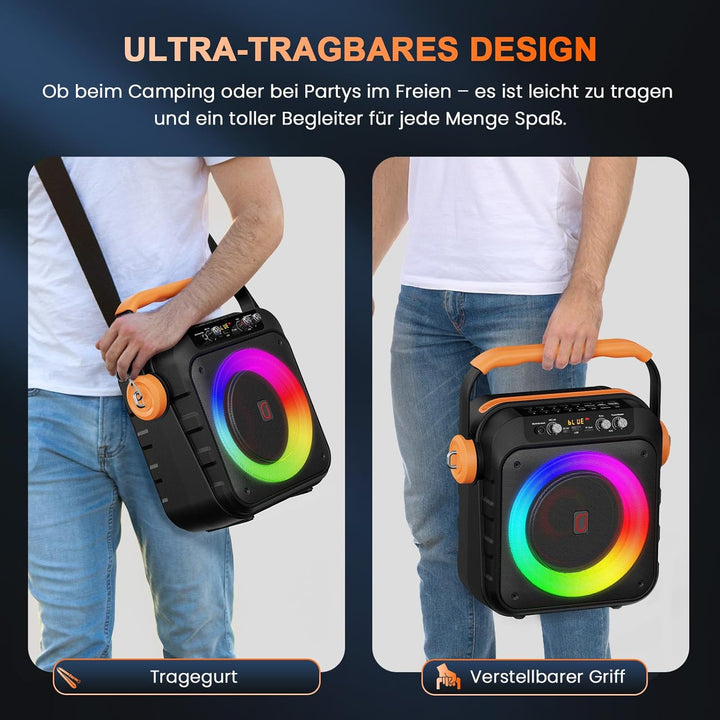 JYX Karaoke Maschine, Karaoke Anlage Mit 2 Mikrofonen, Tragbare Karaoke Maschine Mit 2 Drahtlosen Mi