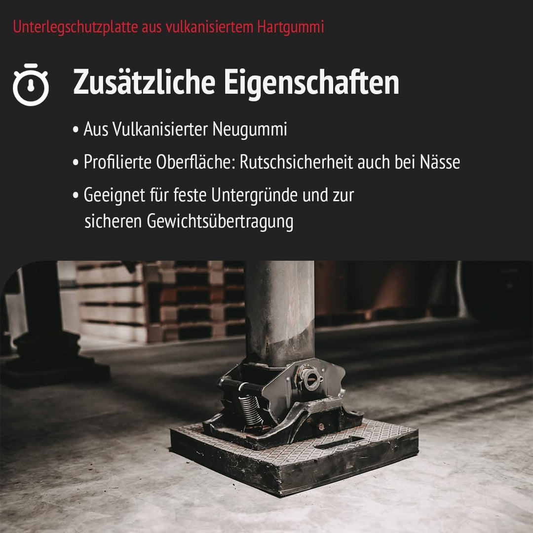 lasiprofi Unterleg-Schutzplatte aus Hartgummi, 400x400x30 mm, für Arbeitsmaschinen, Container, Gerüs